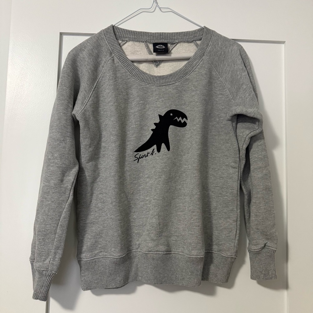 Agnes B. Sport b. Gray Dinosaur Graphic Crewneck